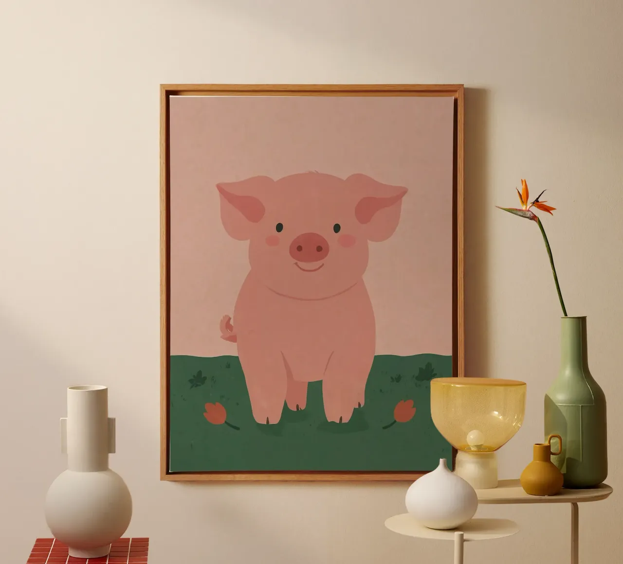 Friendly Piggy canvas by SnoopyAnimals