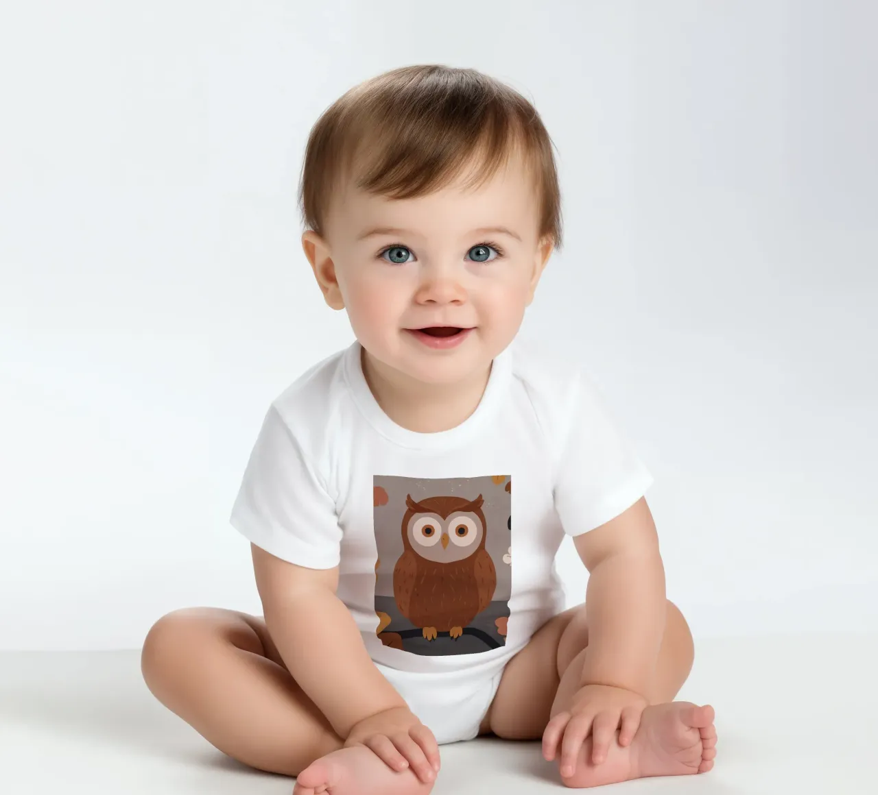 Gufo amichevole body neonato maniche corte da SnoopyAnimals