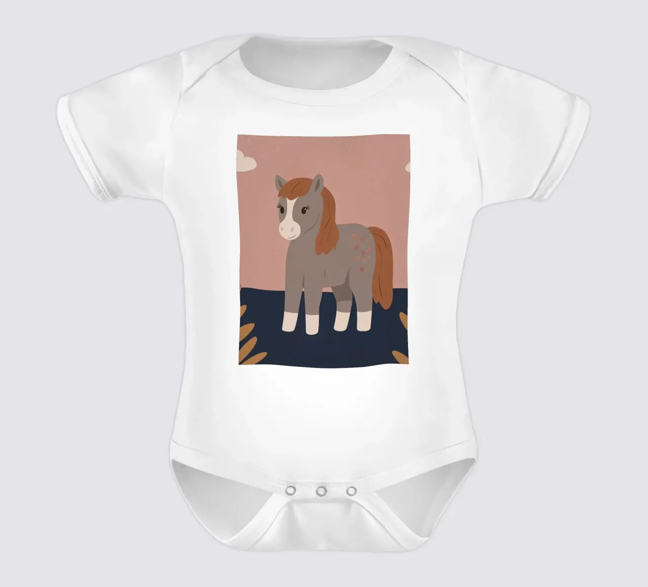 Pony amichevole body neonato maniche corte da SnoopyAnimals