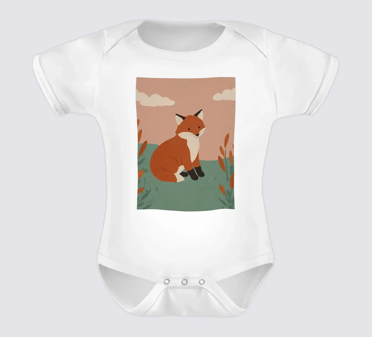 Friendly Fox short-sleeve baby romper by SnoopyAnimals