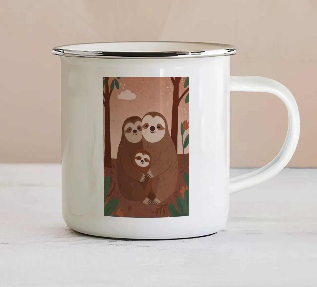 Famiglia di bradipi amichevoli tazza in smalto da SnoopyAnimals