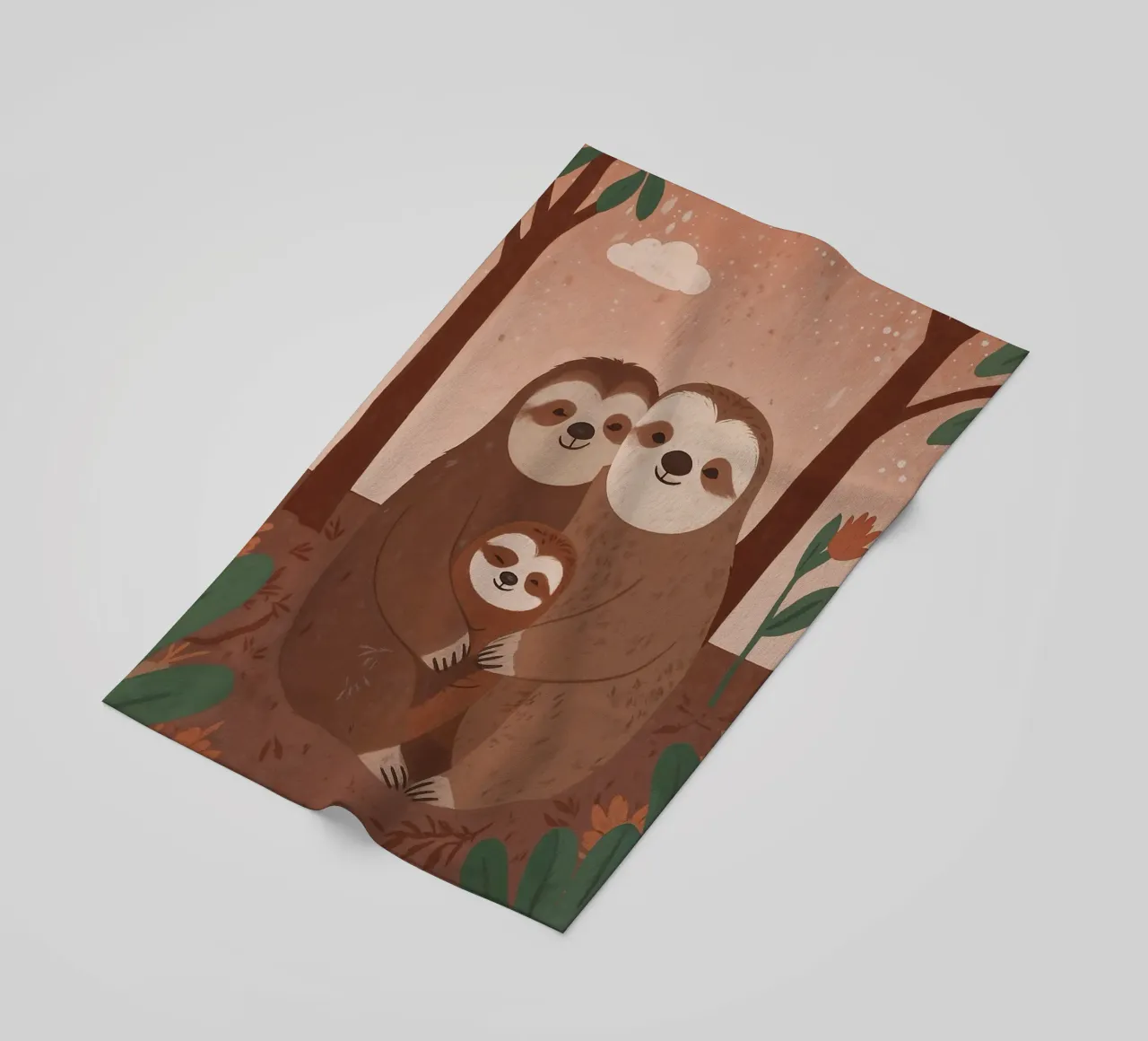 Friendly Sloth Family beach towel by SnoopyAnimals