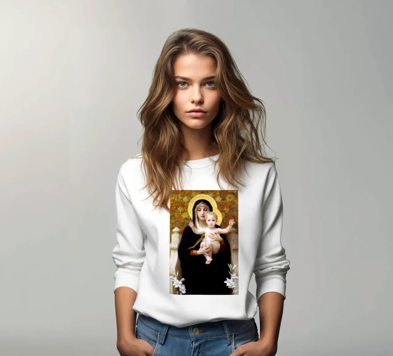 William-Adolphe Bouguereau La Vergine dei Gigli felpa da Timeless Artworks