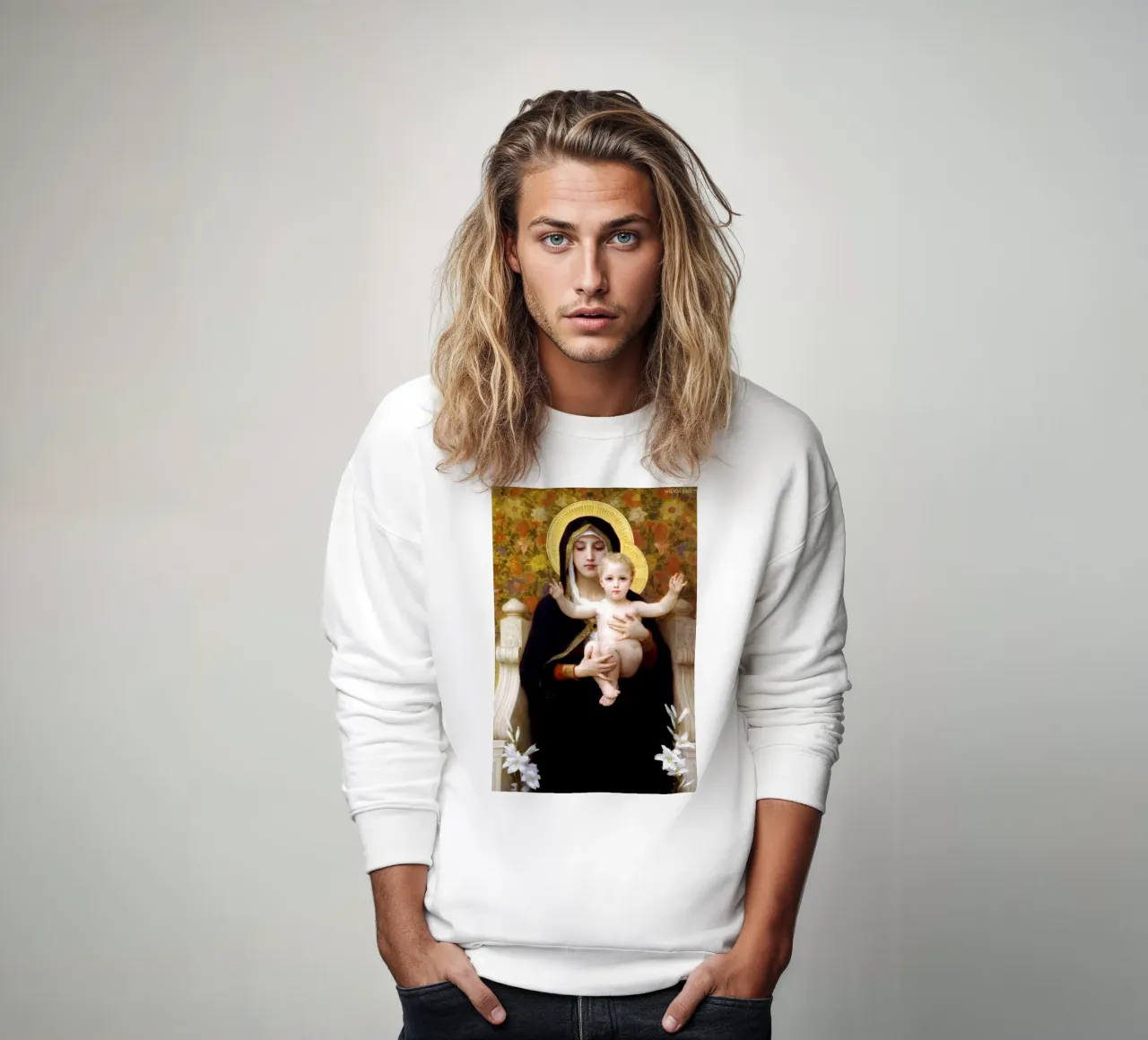 William-Adolphe Bouguereau La Vergine dei Gigli felpa da Timeless Artworks