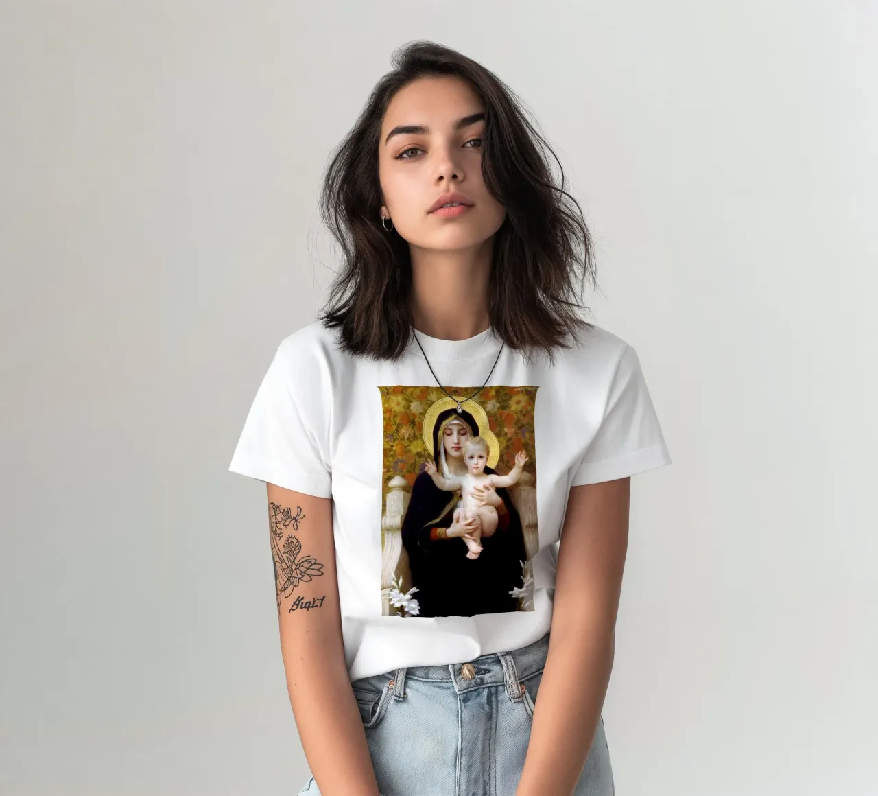 William-Adolphe Bouguereau La Vergine dei Gigli t-shirt da Timeless Artworks