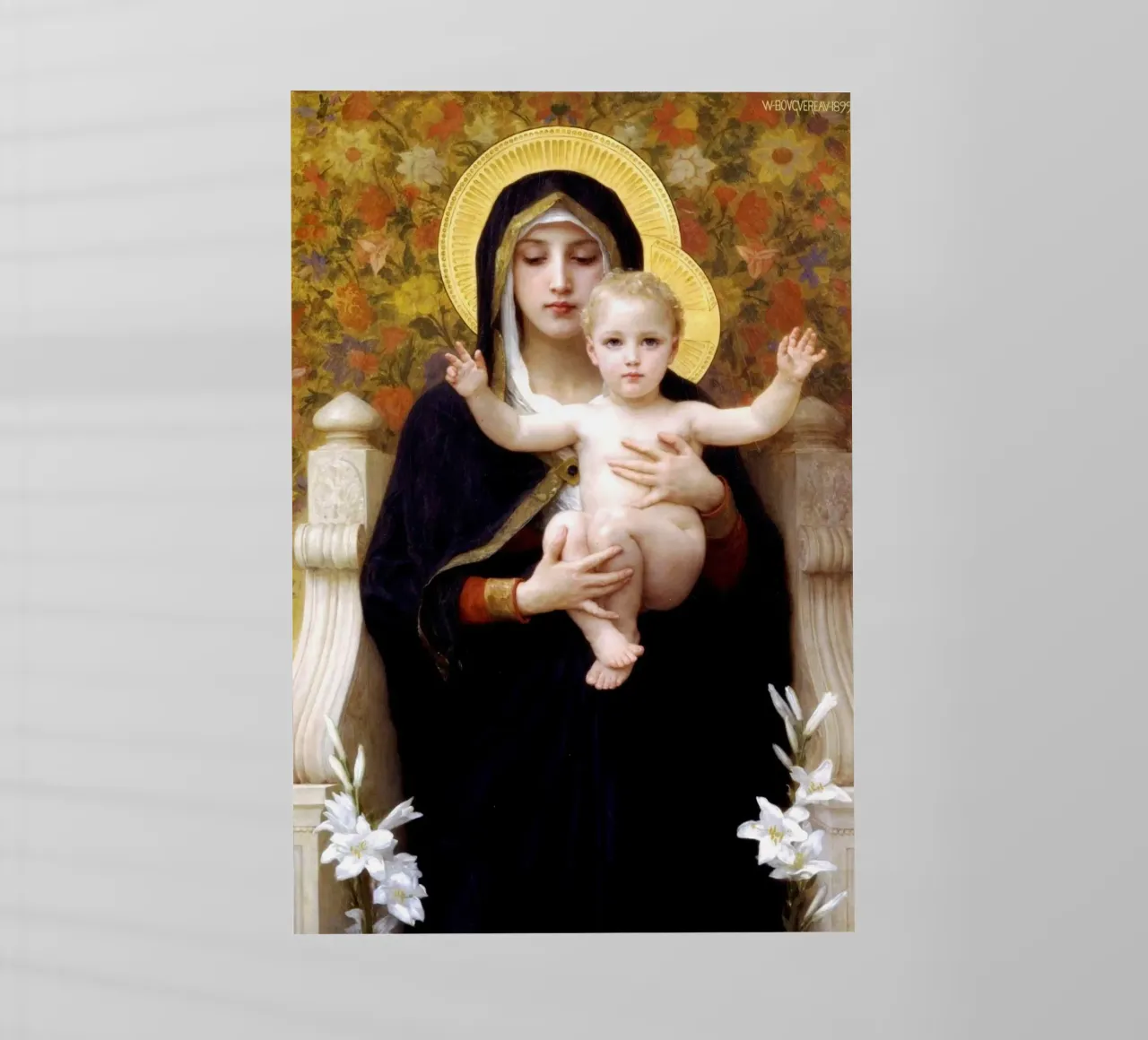William-Adolphe Bouguereau La Vergine dei Gigli pellicola backlit da Timeless Artworks