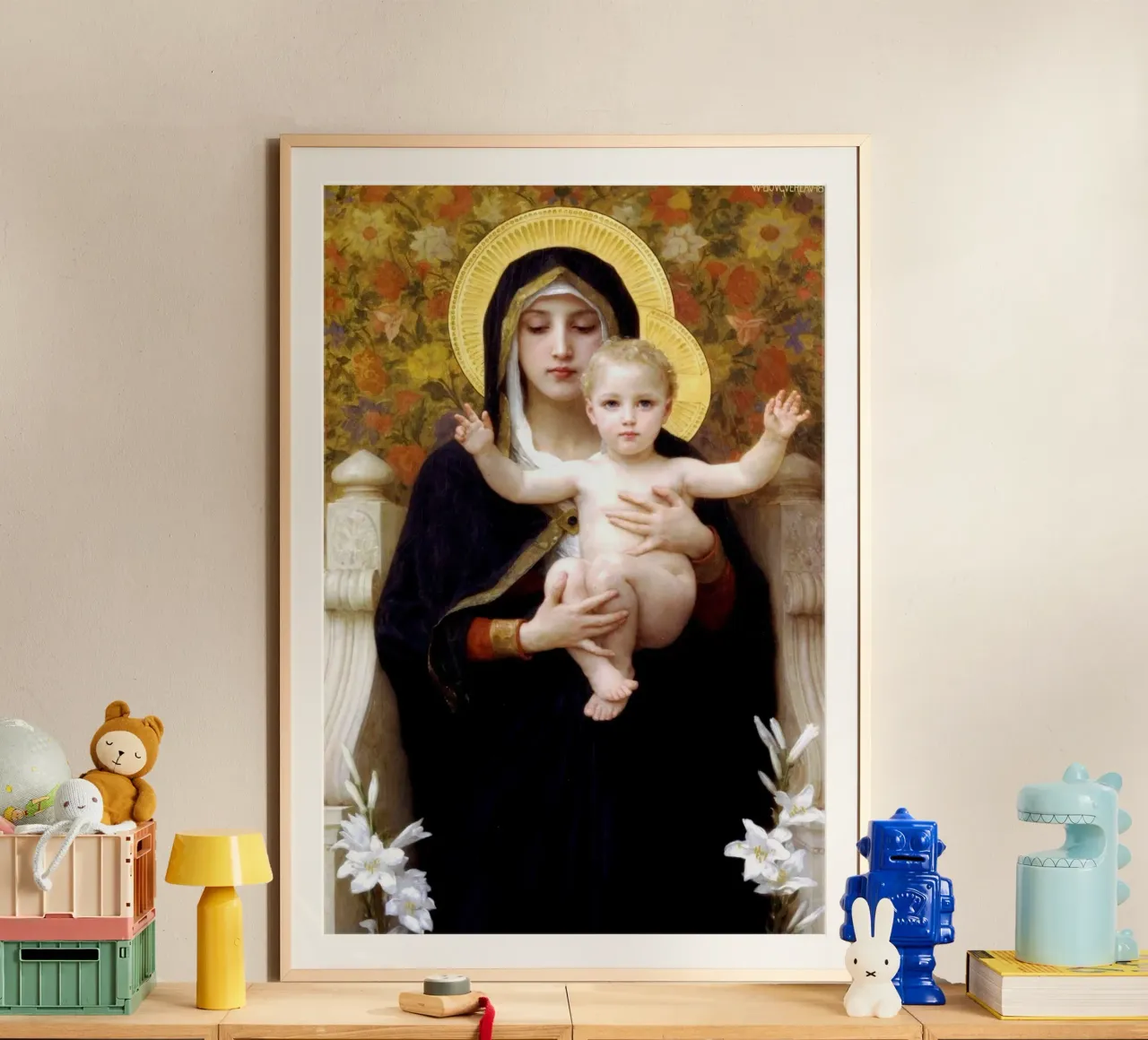 William-Adolphe Bouguereau La Vergine dei Gigli poster da Timeless Artworks