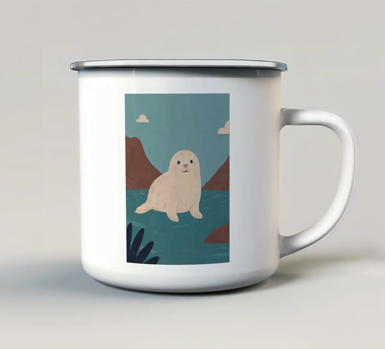 Una piccola foca amica tazza in smalto da SnoopyAnimals