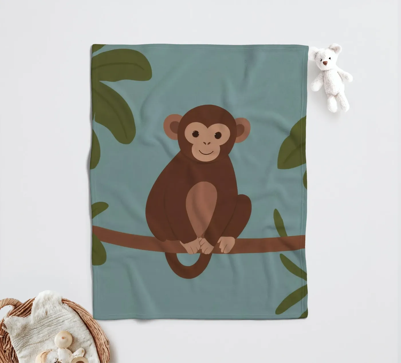 Friendly Monkey fleece blanket by SnoopyAnimals