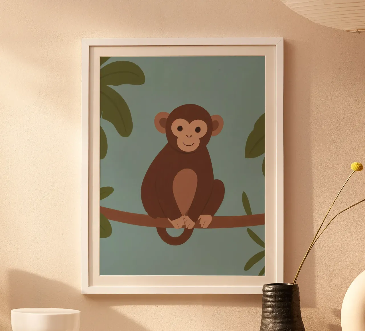 Scimmia amica poster con telaio in alluminio da SnoopyAnimals