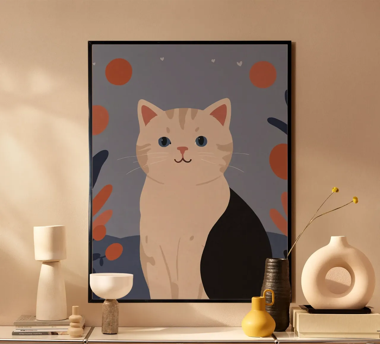 Gattino amichevole poster con telaio in legno da SnoopyAnimals