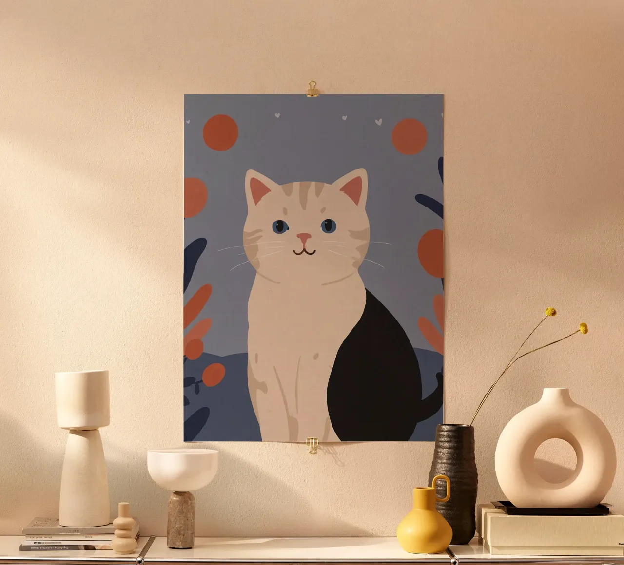 Gattino amichevole poster con telaio in legno da SnoopyAnimals