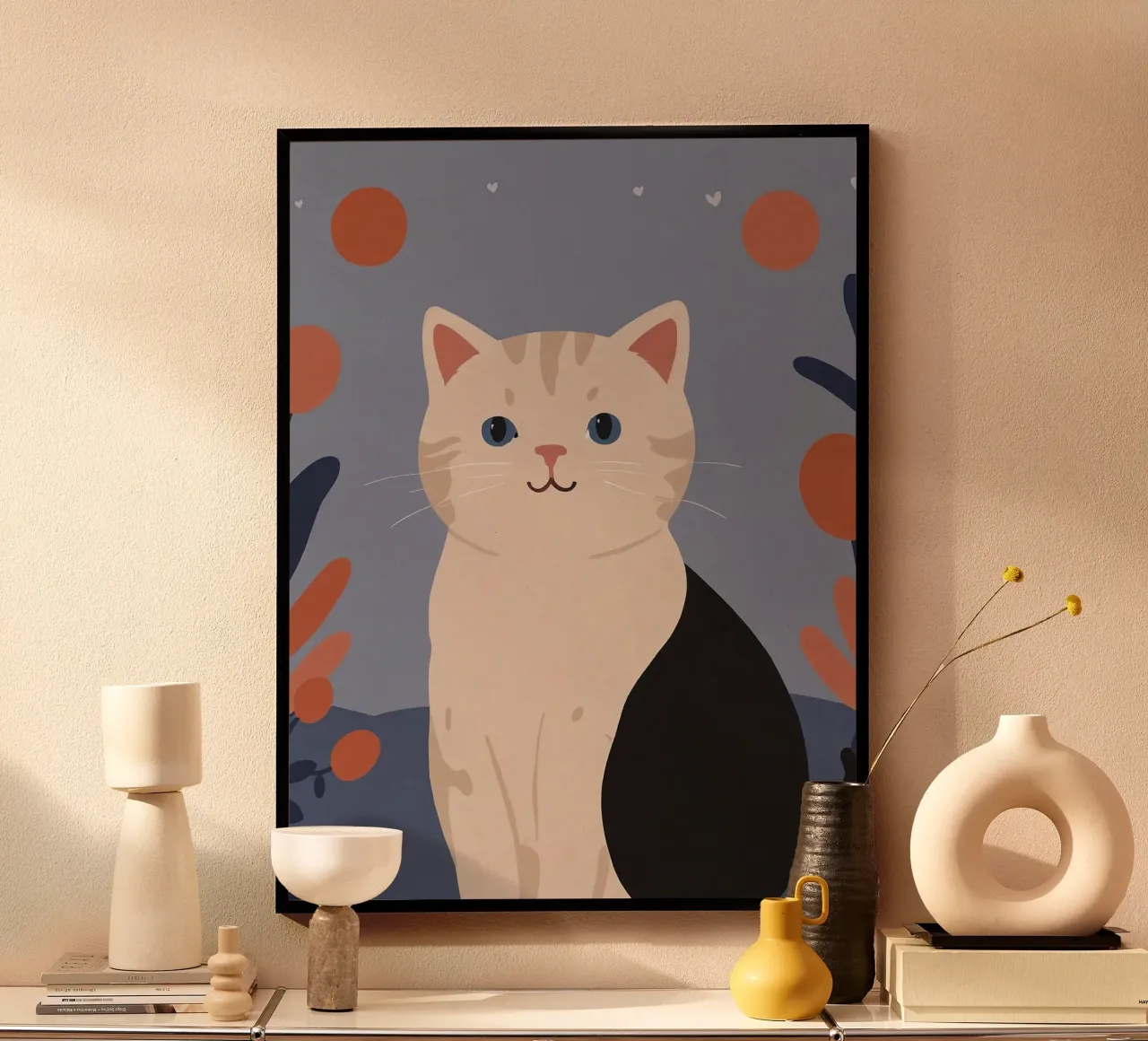 Gattino amichevole poster con telaio in legno da SnoopyAnimals