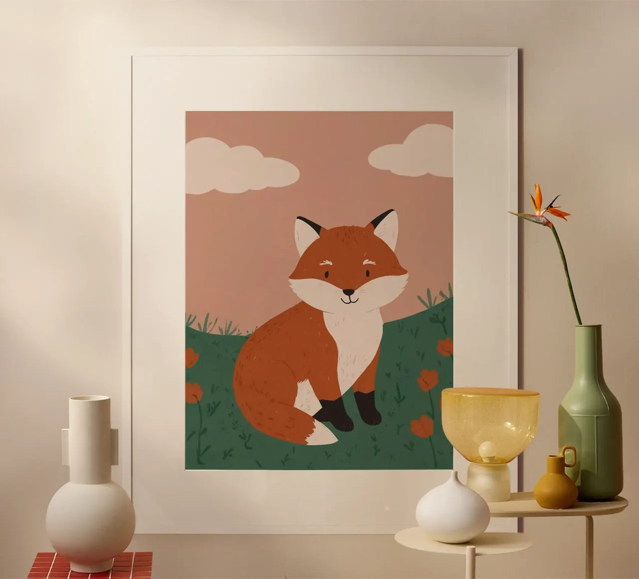 La piccola volpe amichevole poster con telaio in alluminio da SnoopyAnimals