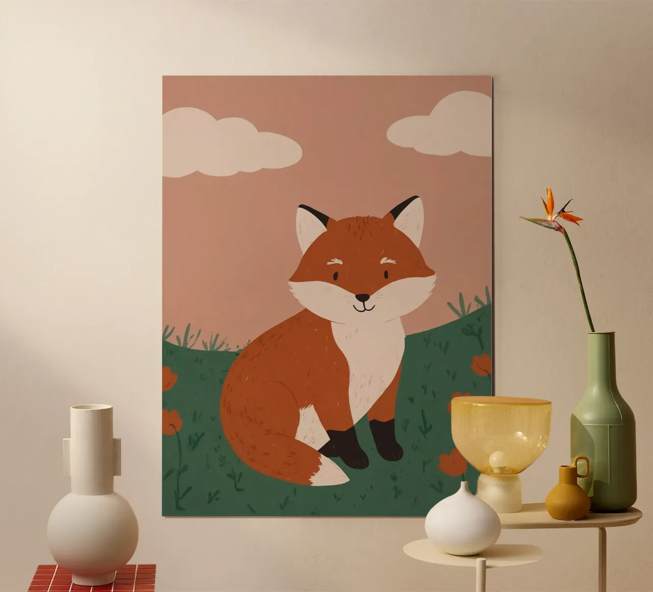 La piccola volpe amichevole poster con telaio in alluminio da SnoopyAnimals