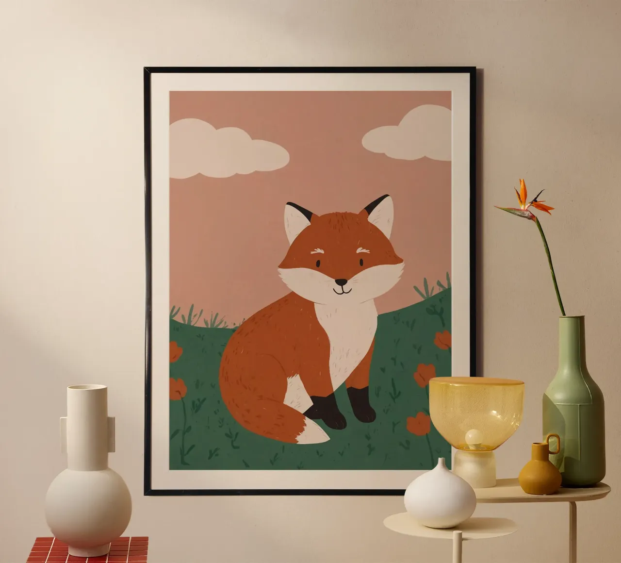 La piccola volpe amichevole poster con telaio in alluminio da SnoopyAnimals