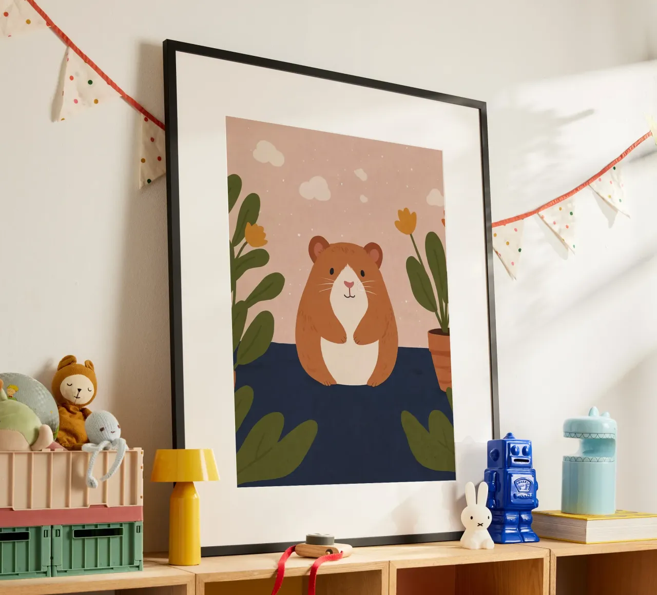 Criceto amichevole poster con telaio in legno da SnoopyAnimals