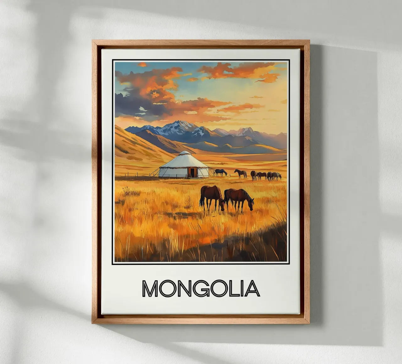 Mongolei Leinwand mit Schattenfugenrahmen von Frame the World