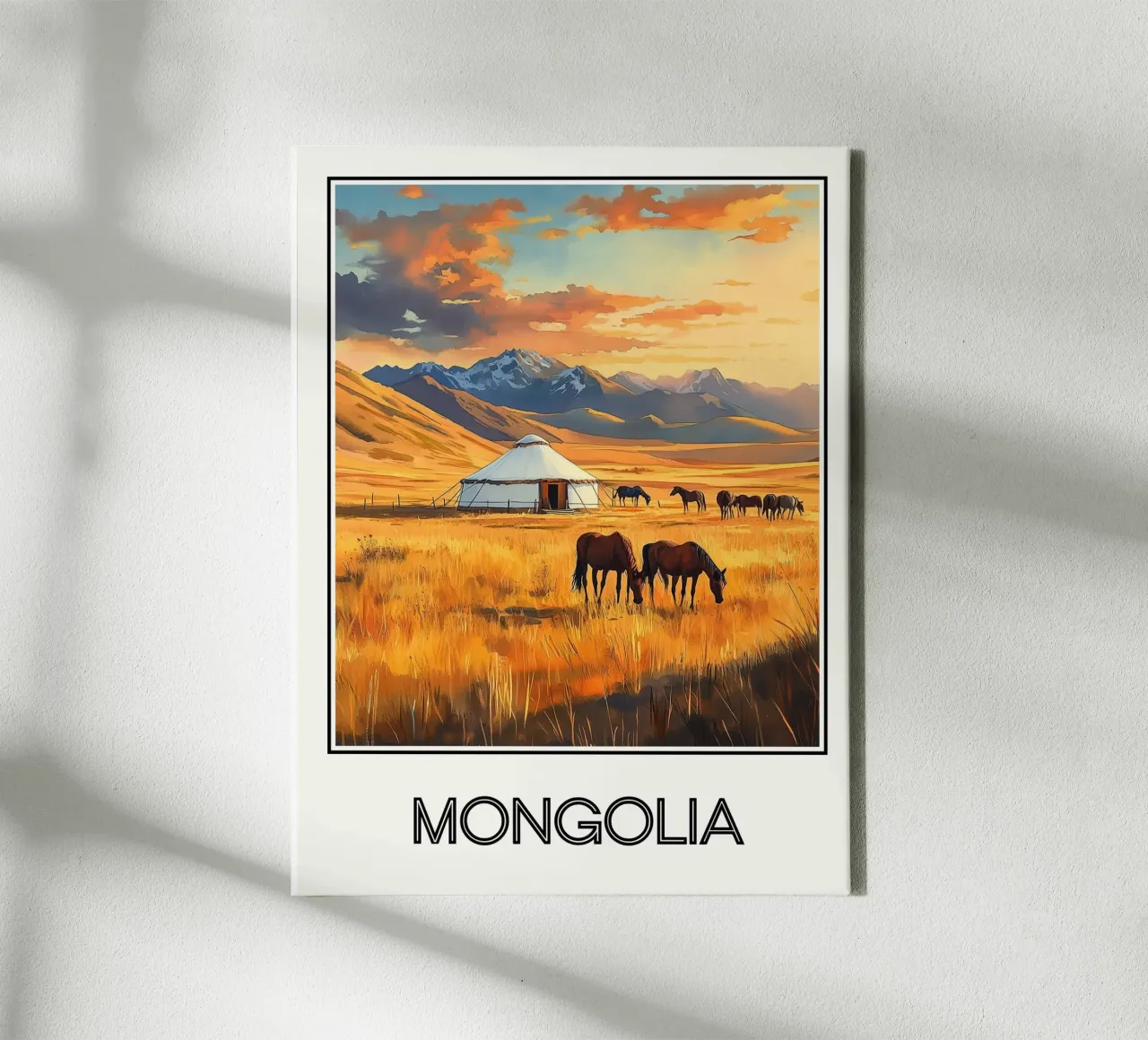 Mongolei Leinwand mit Schattenfugenrahmen von Frame the World