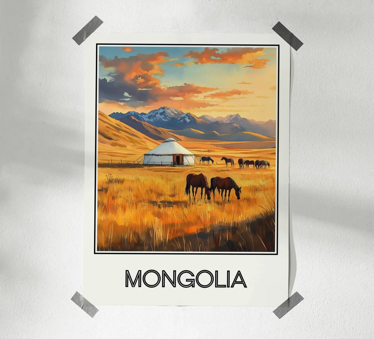 Mongolia poster con telaio in plastica da Frame the World