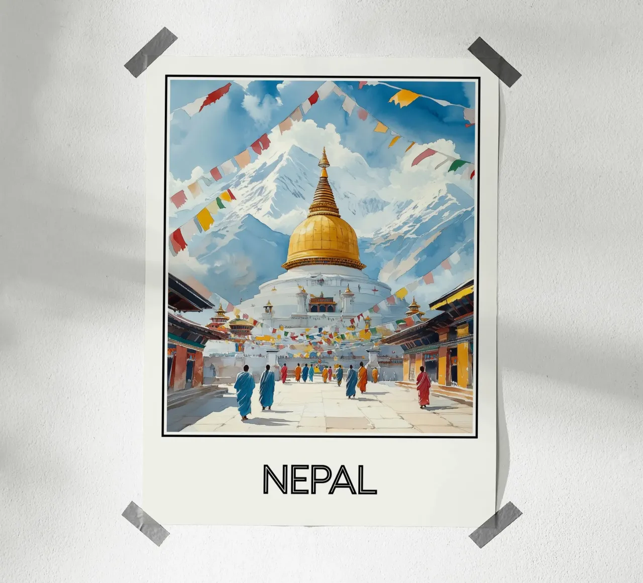 Nepal poster con telaio in alluminio da Frame the World