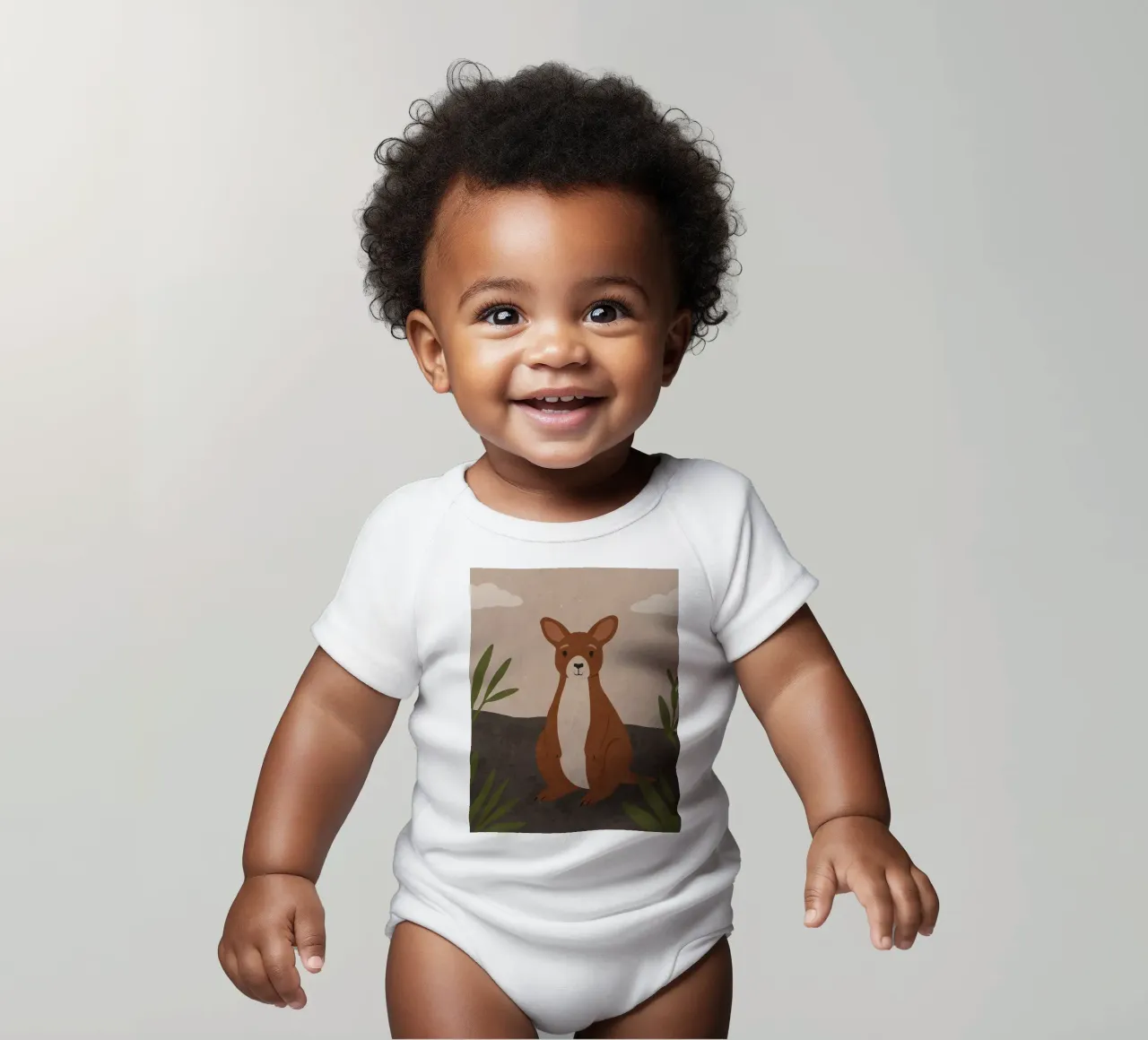Freundliches Känguru Kurzarm Babybody von SnoopyAnimals