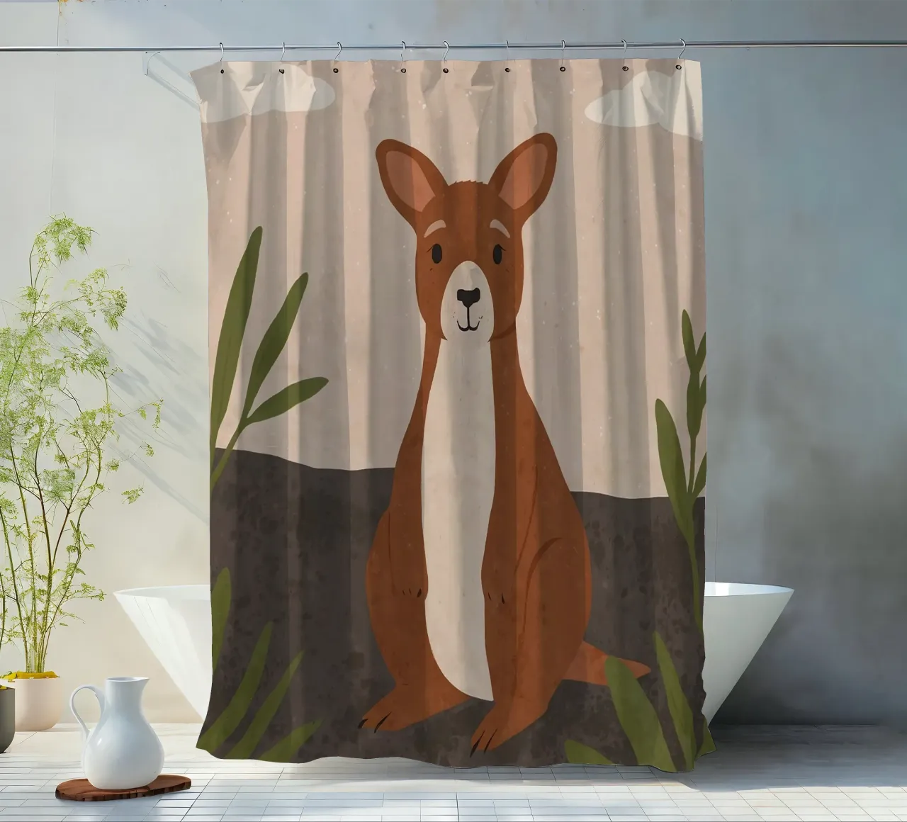 Freundliches Känguru Duschvorhang von SnoopyAnimals