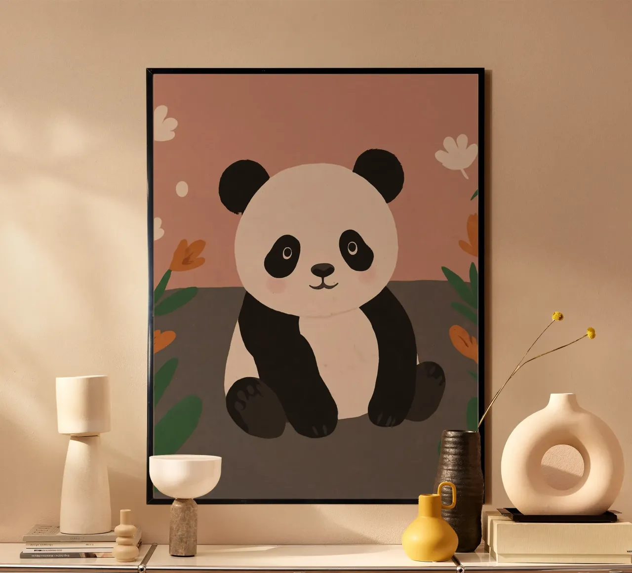 Panda amichevole poster con telaio in alluminio da SnoopyAnimals