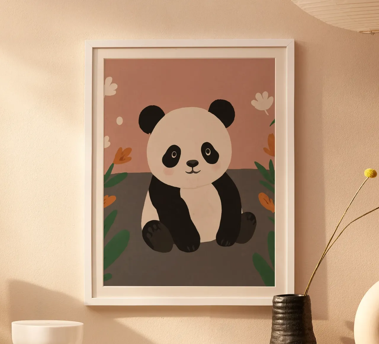 Panda amichevole poster con telaio in alluminio da SnoopyAnimals