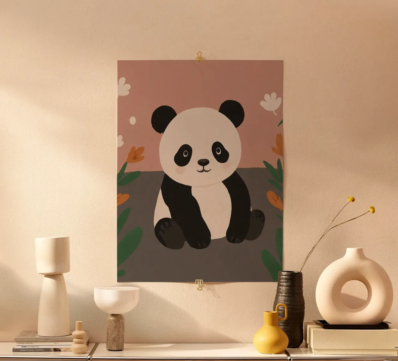 Panda amichevole poster con telaio in alluminio da SnoopyAnimals
