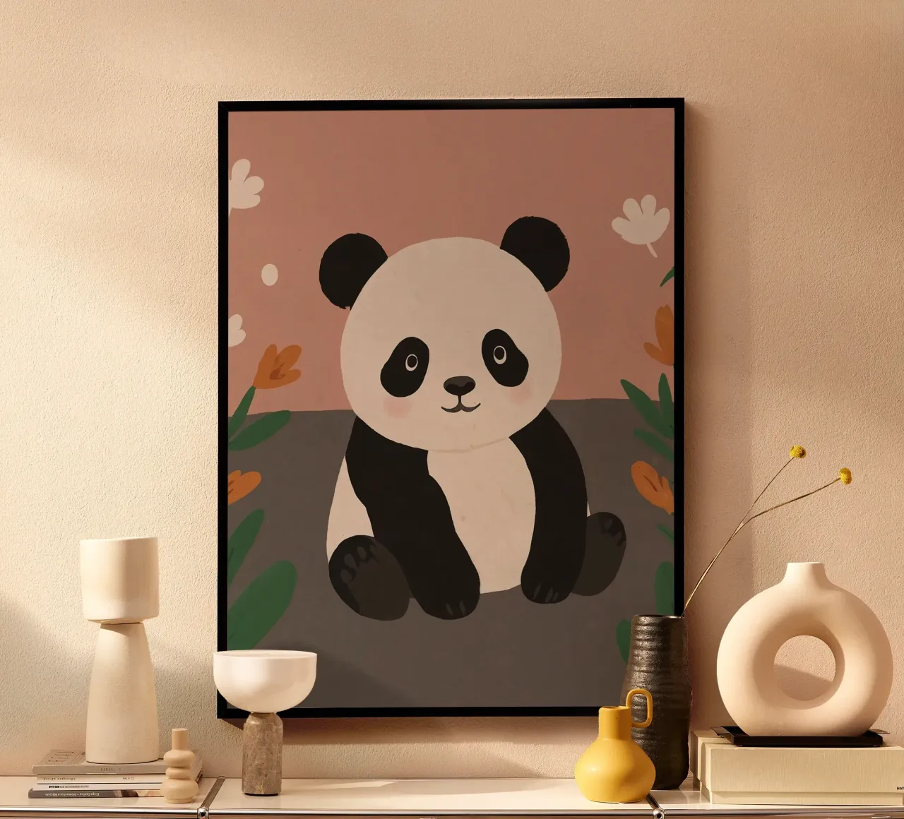 Panda amichevole poster con telaio in alluminio da SnoopyAnimals