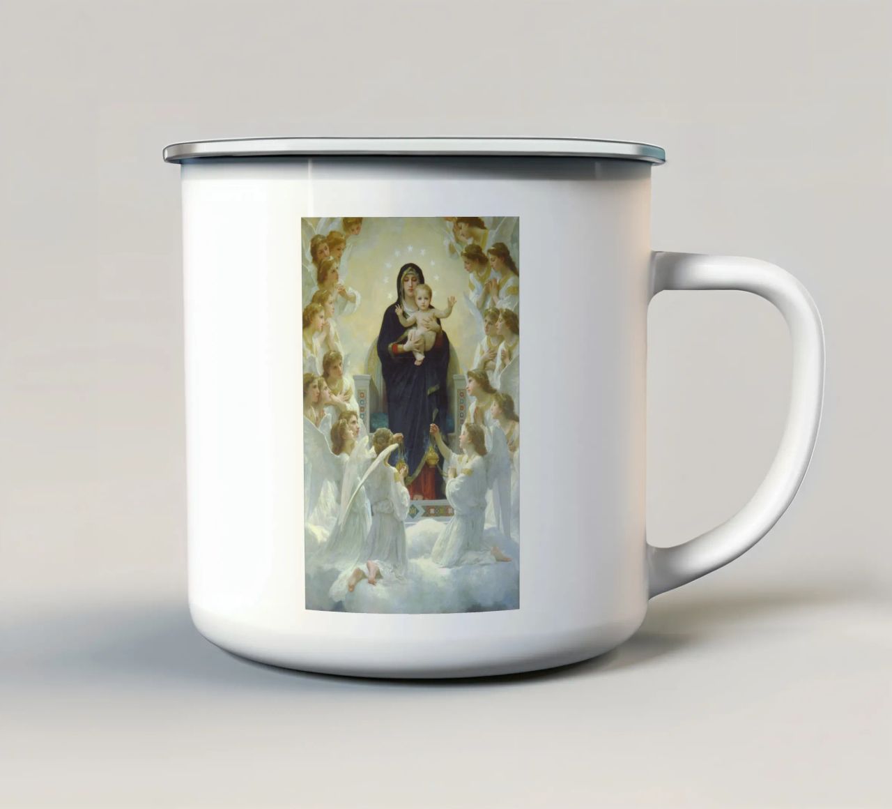 William-Adolphe Bouguereau - De maagd met engelen emaille mok van Timeless Artworks