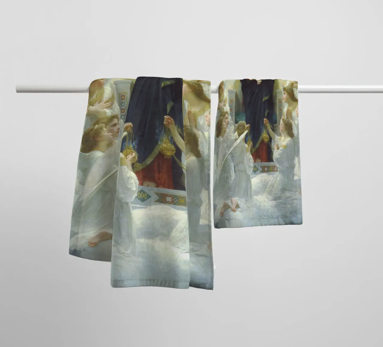 William-Adolphe Bouguereau - De maagd met engelen badhanddoek van Timeless Artworks
