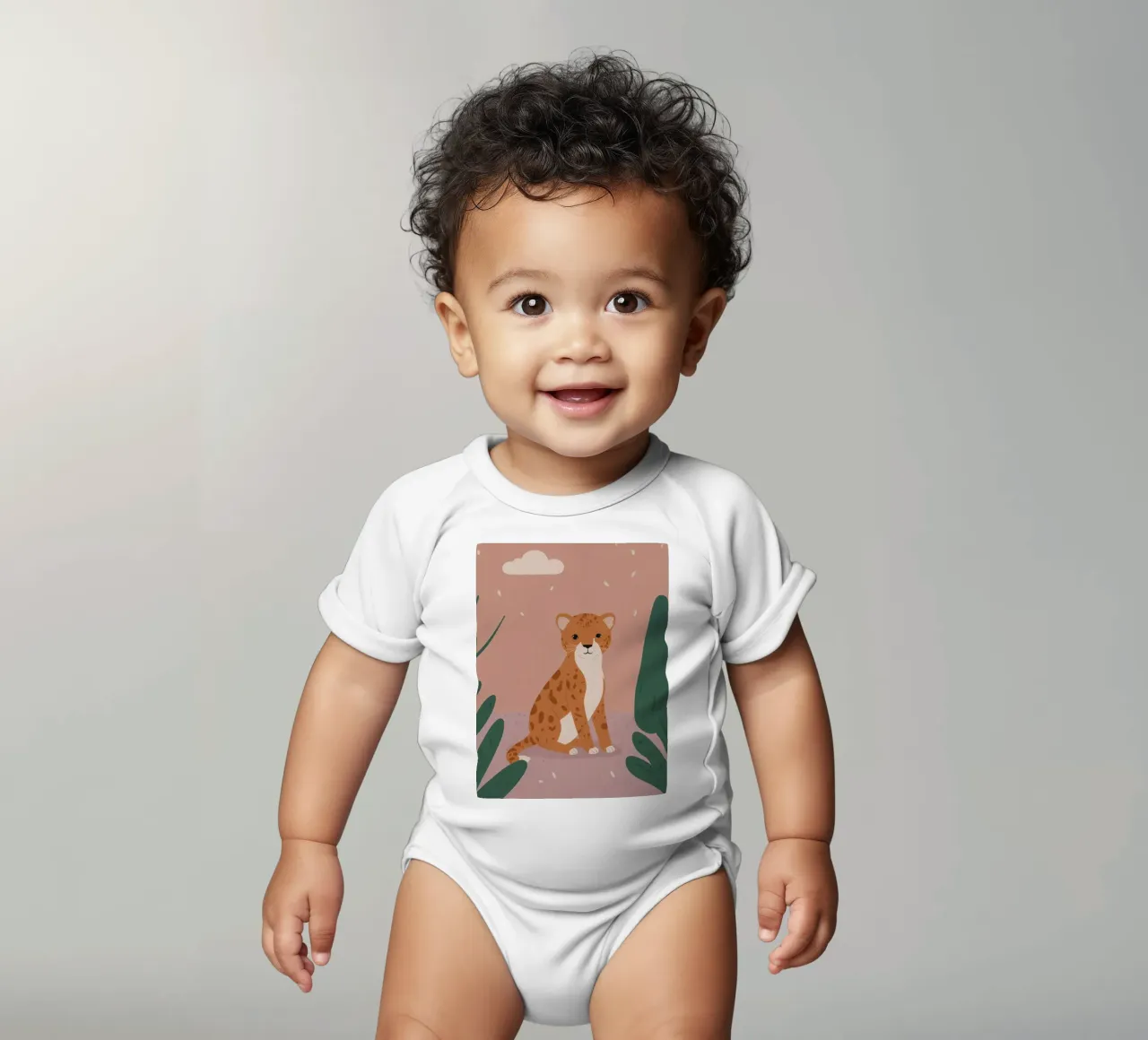 Ghepardo amichevole body neonato maniche corte da SnoopyAnimals