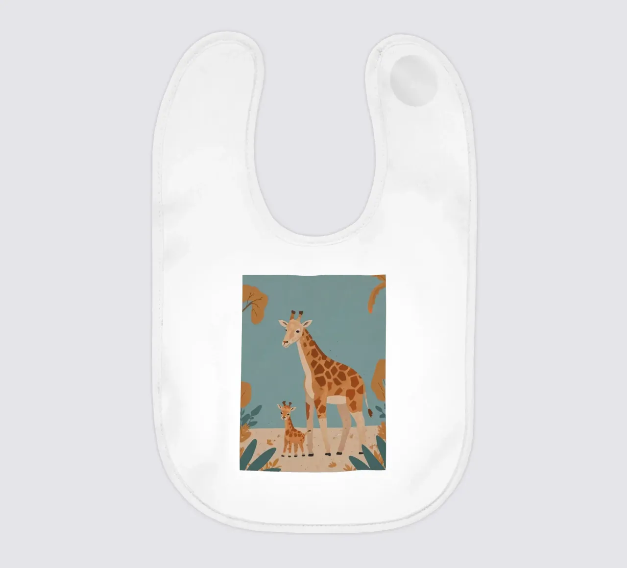 Friendly Giraffe Family baby bib by SnoopyAnimals
