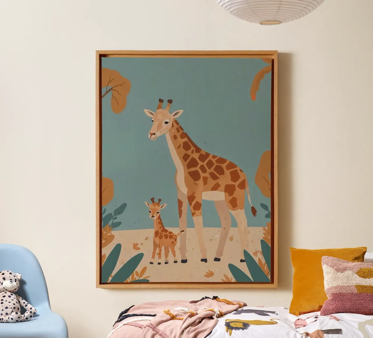 Vriendelijke giraffefamilie canvas met Baklijst van SnoopyAnimals