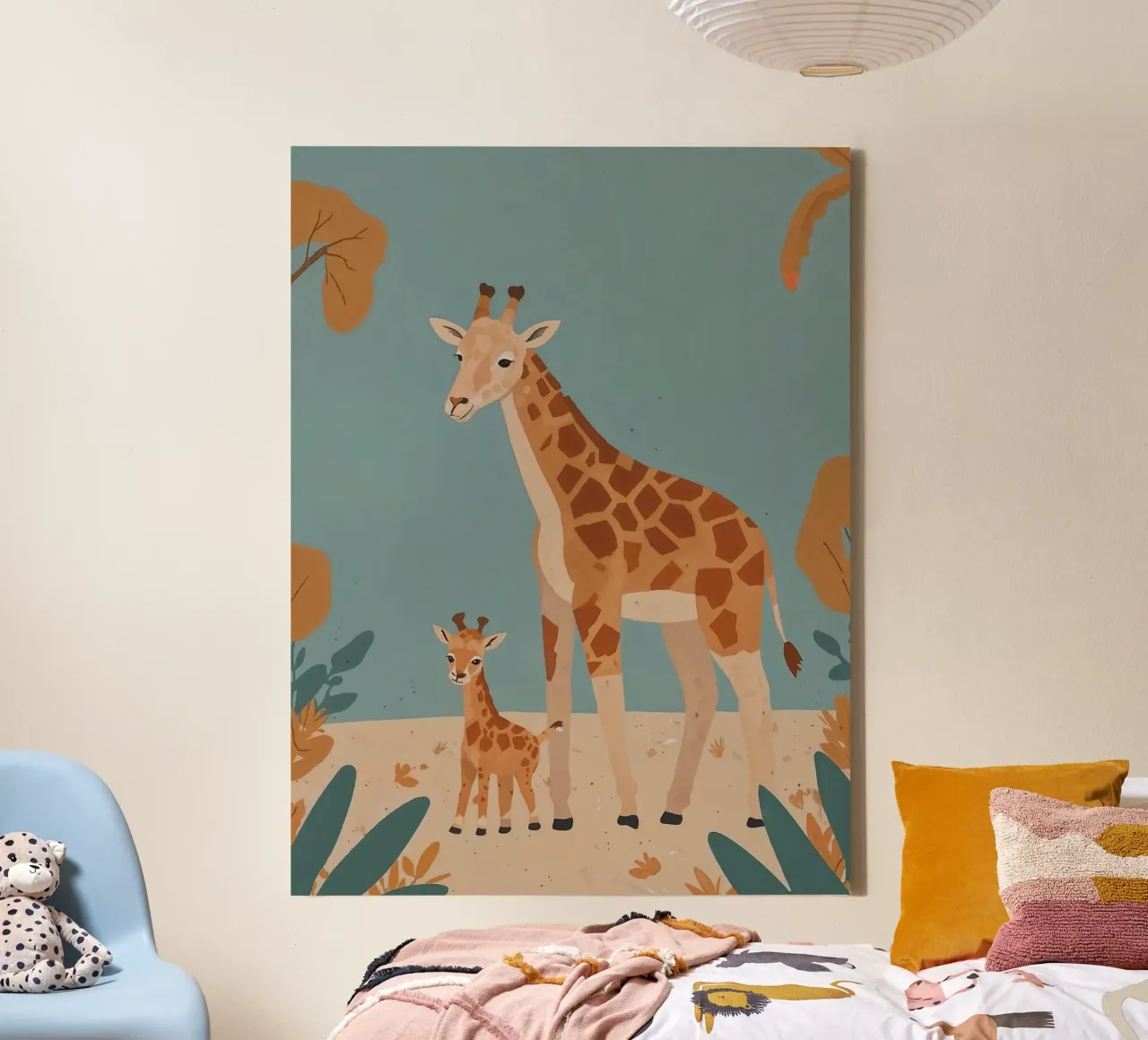 Vriendelijke giraffefamilie canvas met Baklijst van SnoopyAnimals