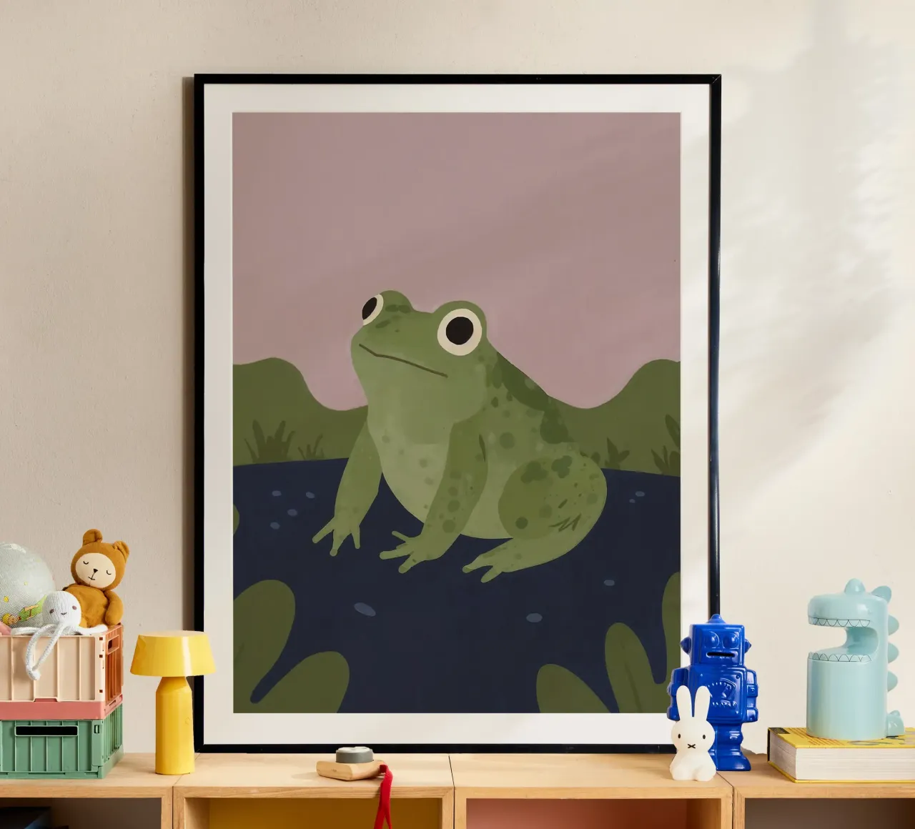 Rana amica poster con telaio in alluminio da SnoopyAnimals