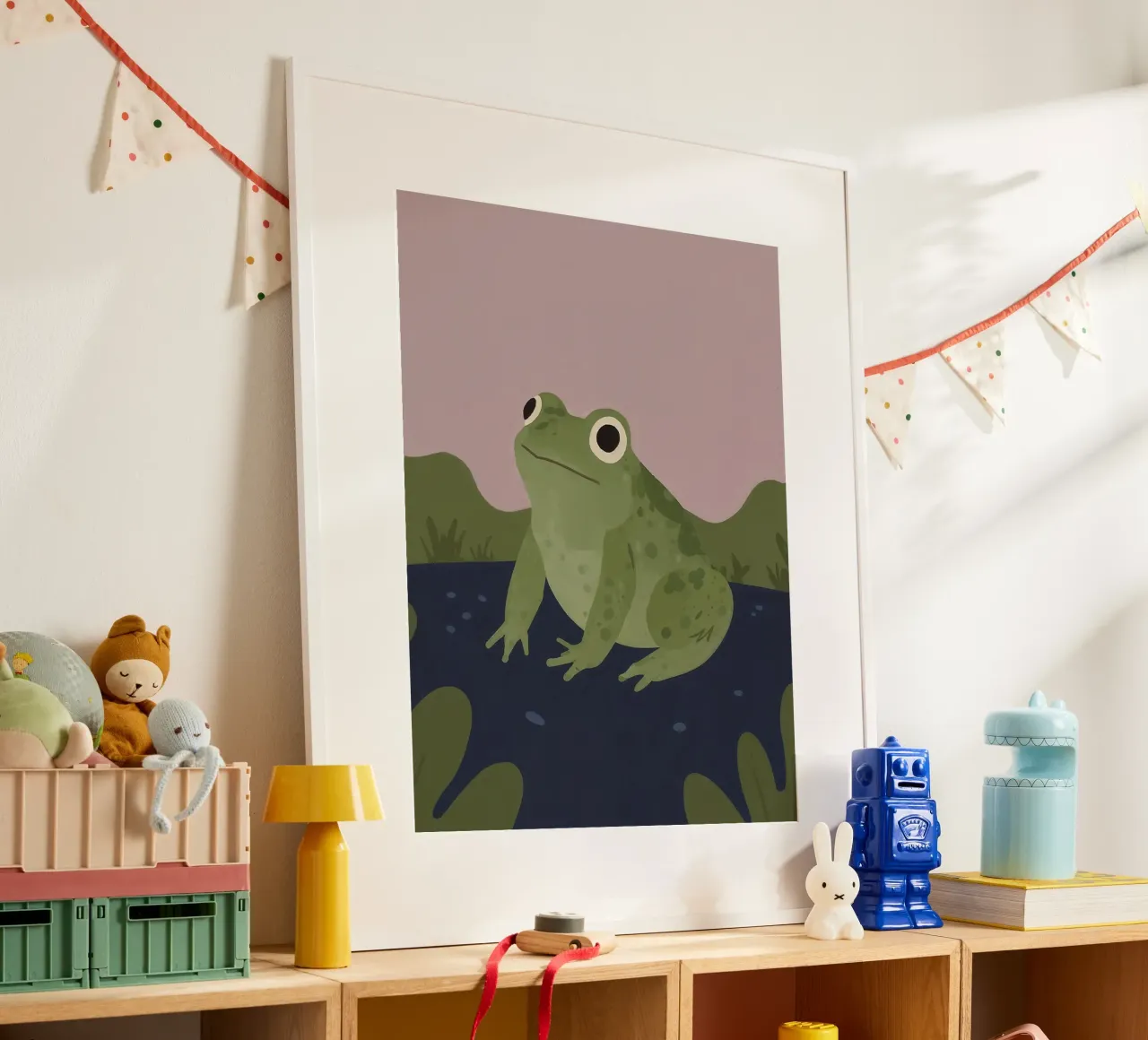 Rana amica poster con telaio in alluminio da SnoopyAnimals