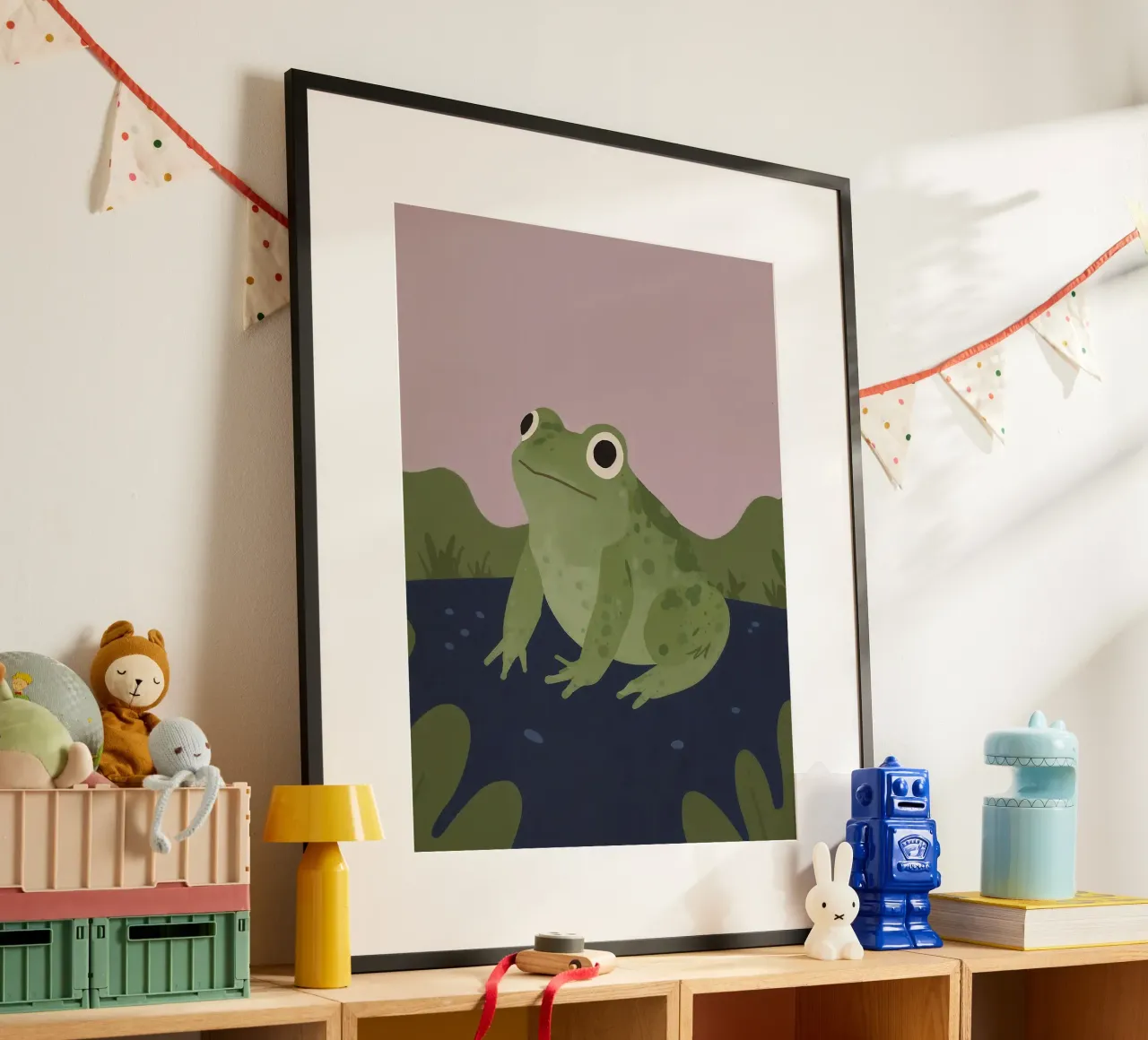Rana amica poster con telaio in alluminio da SnoopyAnimals