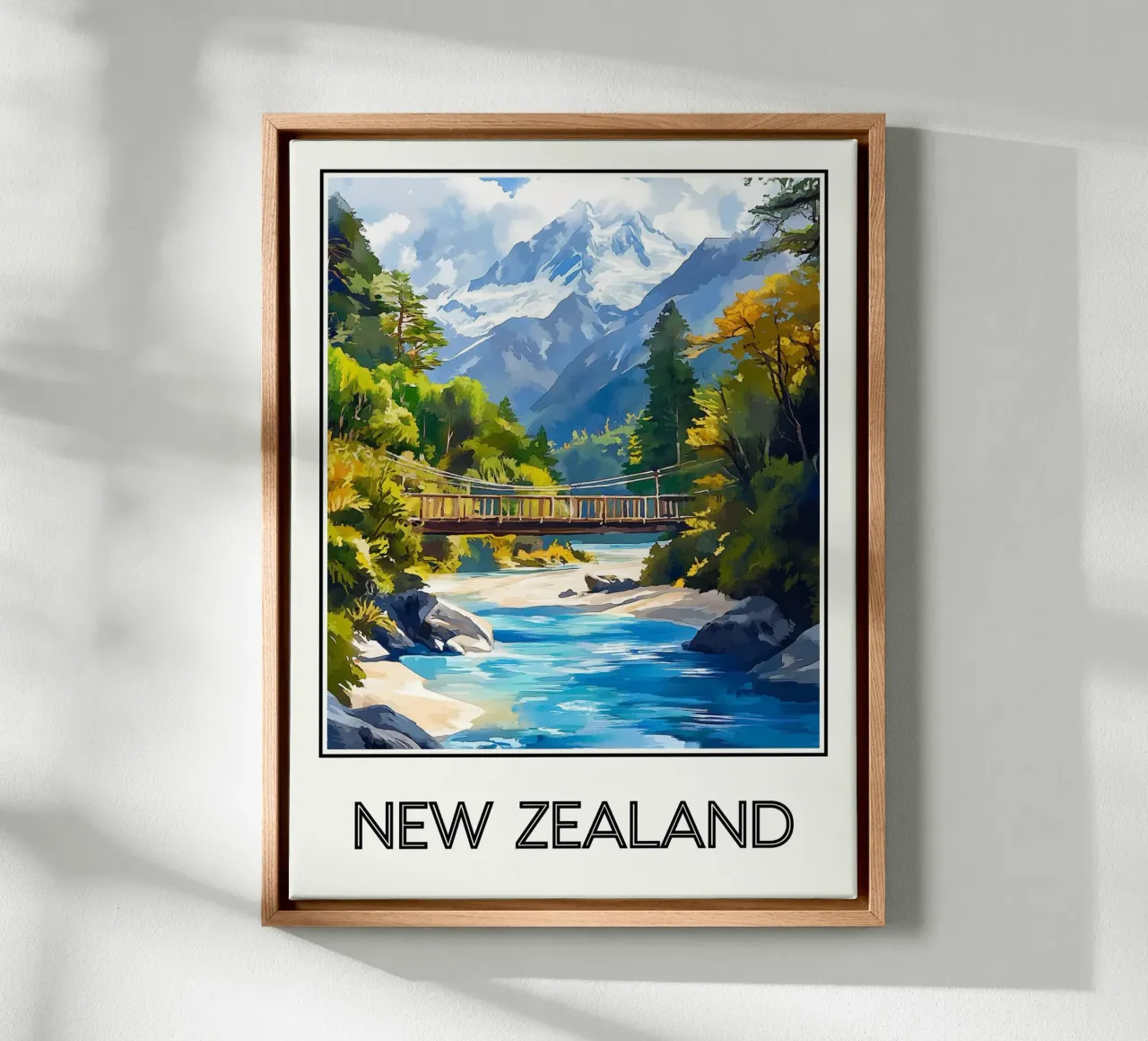 Neuseeland Leinwand mit Schattenfugenrahmen von Frame the World