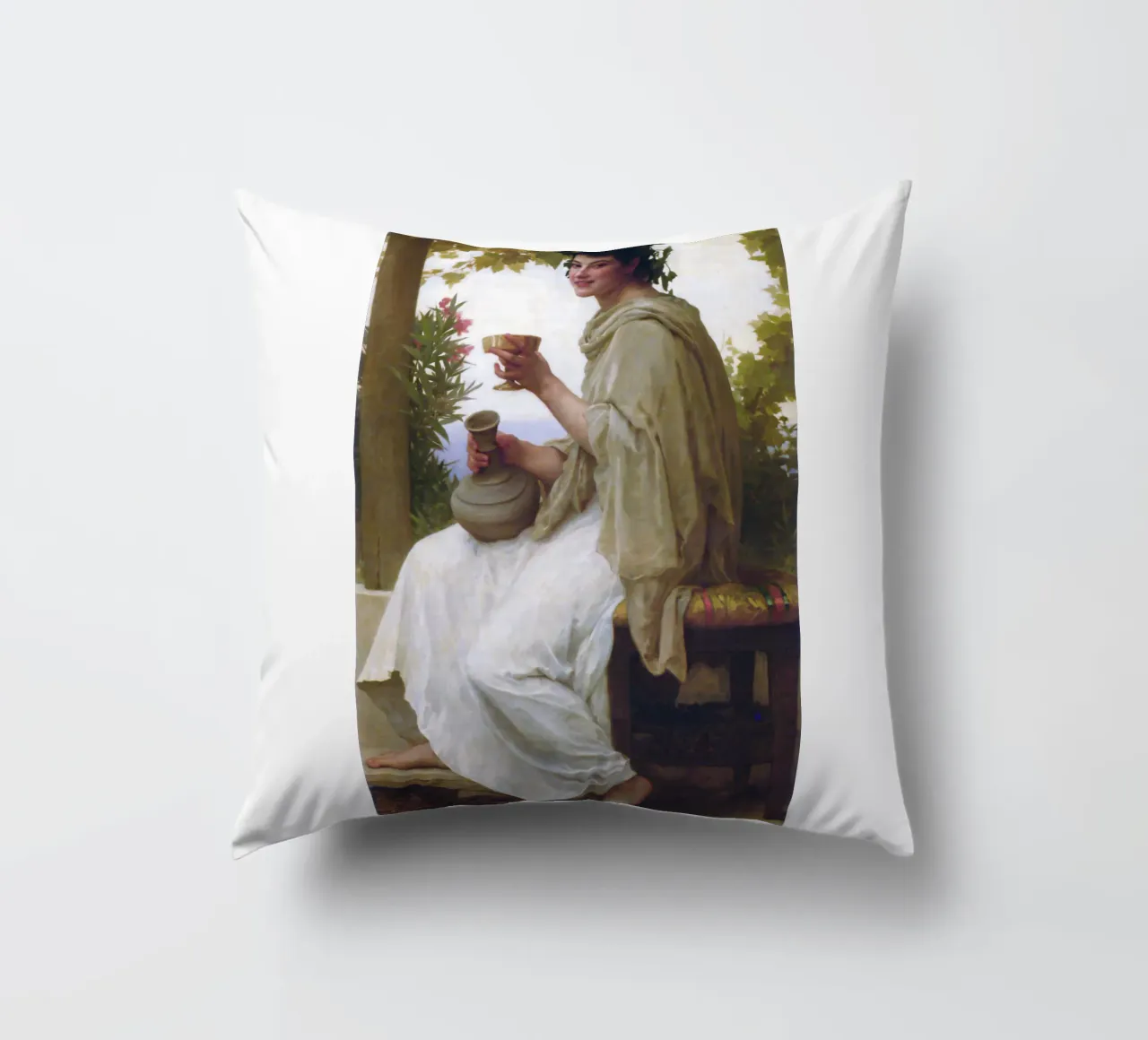William-Adolphe Bouguereau - Bacchante decorative cushion by Timeless Artworks