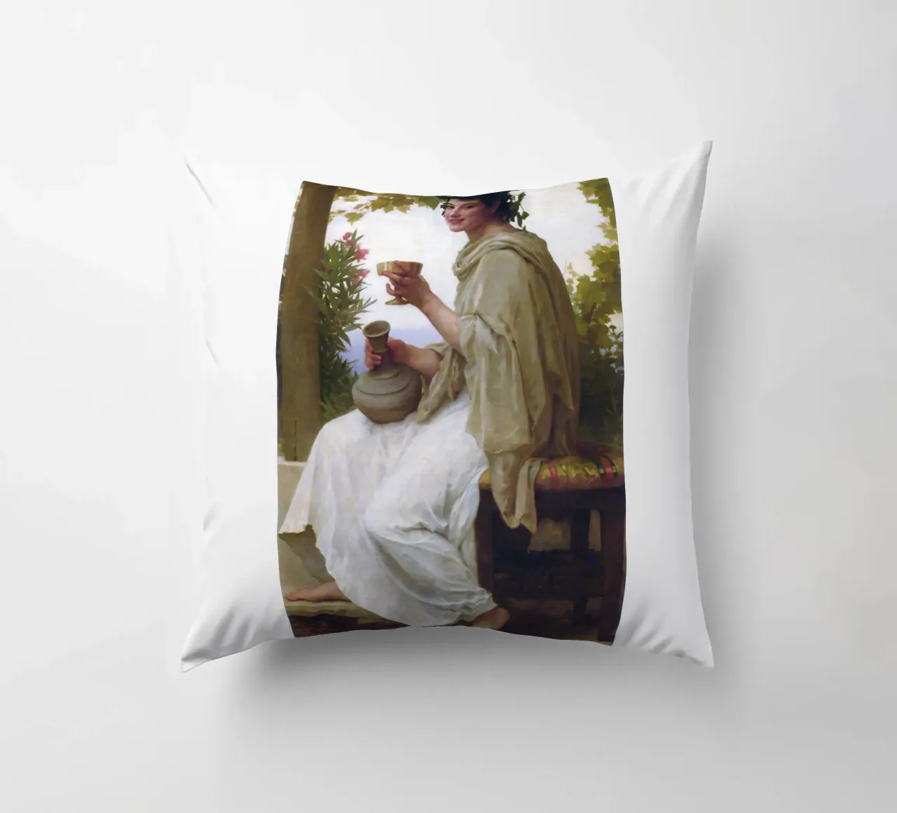 William-Adolphe Bouguereau - Bacchante decorative cushion by Timeless Artworks
