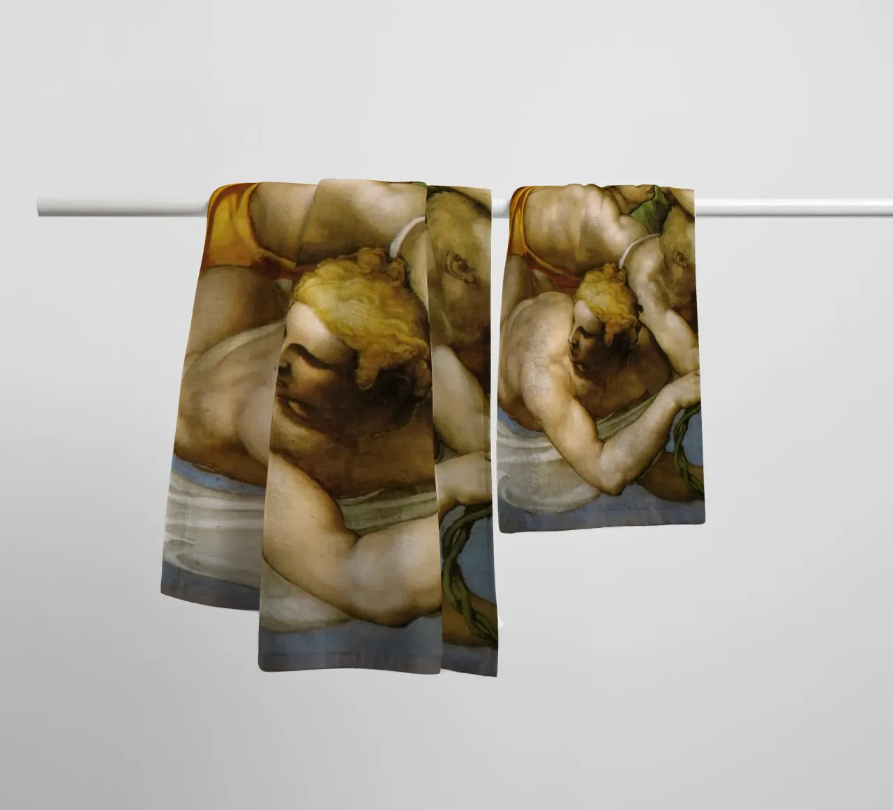 Michelangelo - Giudizio Universale asciugamano da bagno da Timeless Artworks