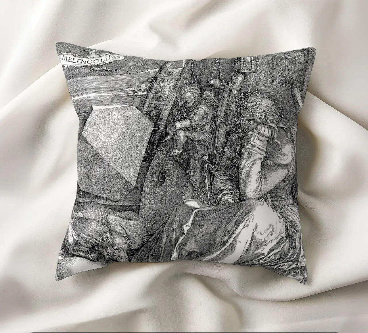 Albrecht Dürer - Melancholia cuscino da Timeless Artworks