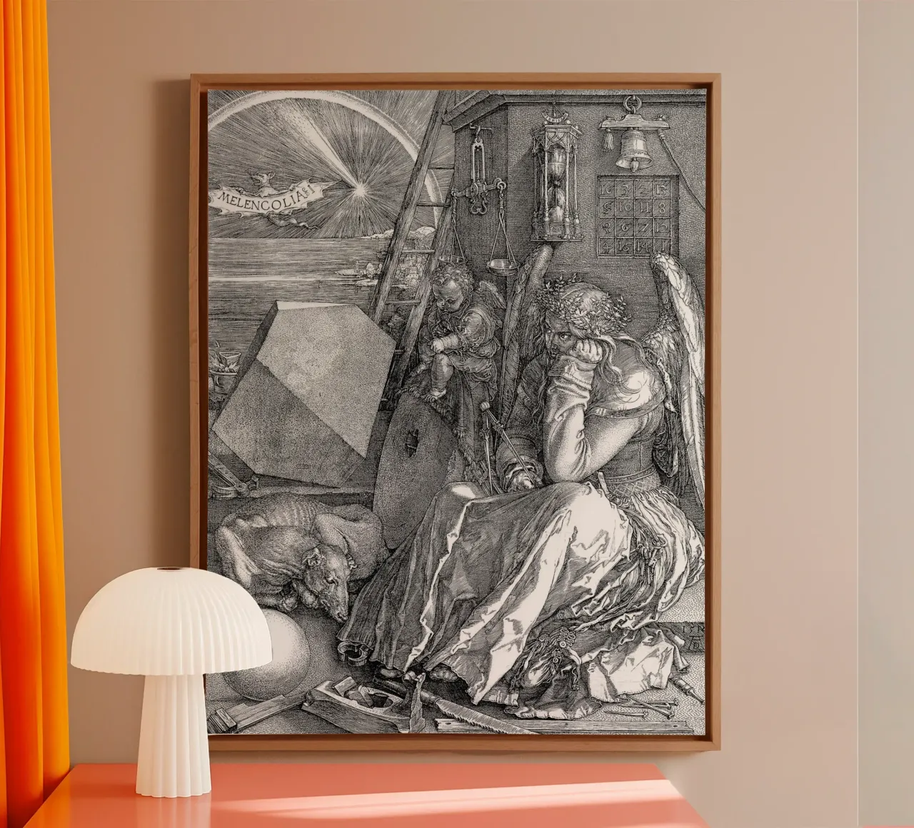 Albrecht Dürer - Melancholia tela con Cornice a cassetta da Timeless Artworks