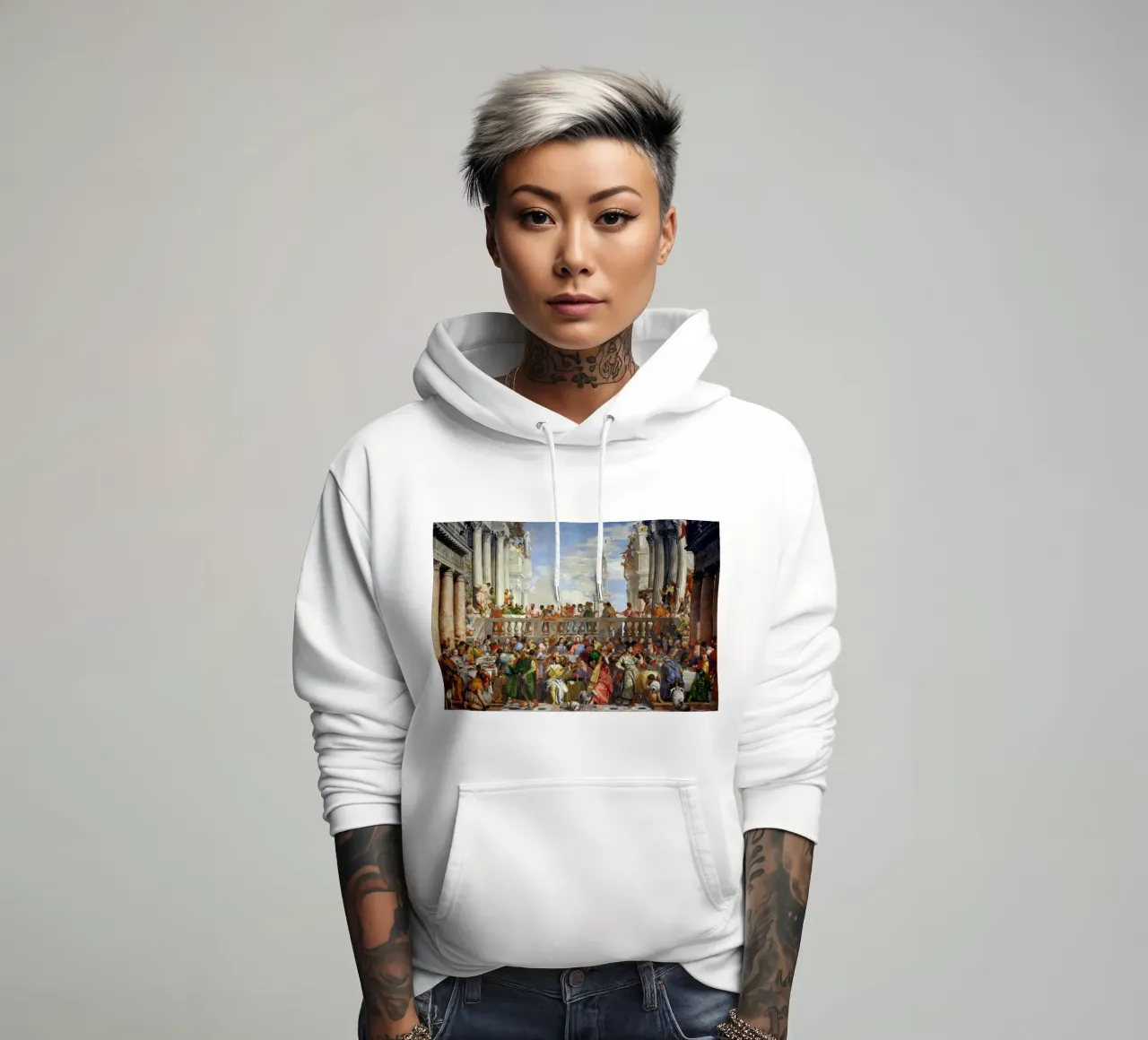 Veronese (Paolo Caliari) Le nozze di Cana felpa con cappuccio da Timeless Artworks