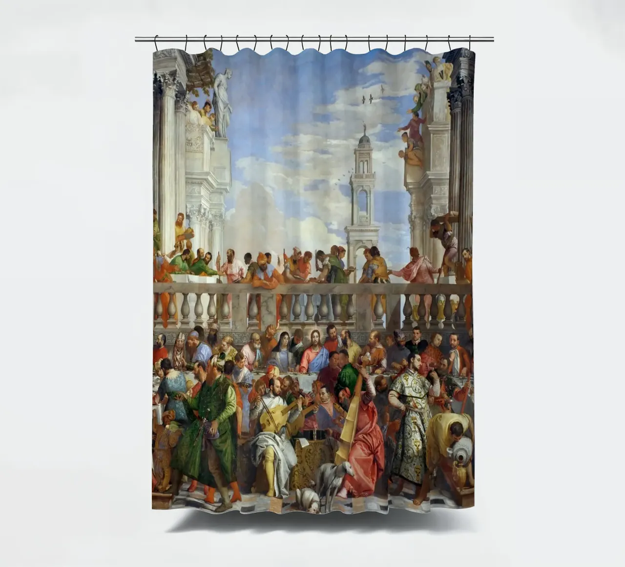 Veronese (Paolo Caliari) Le nozze di Cana tenda da doccia da Timeless Artworks