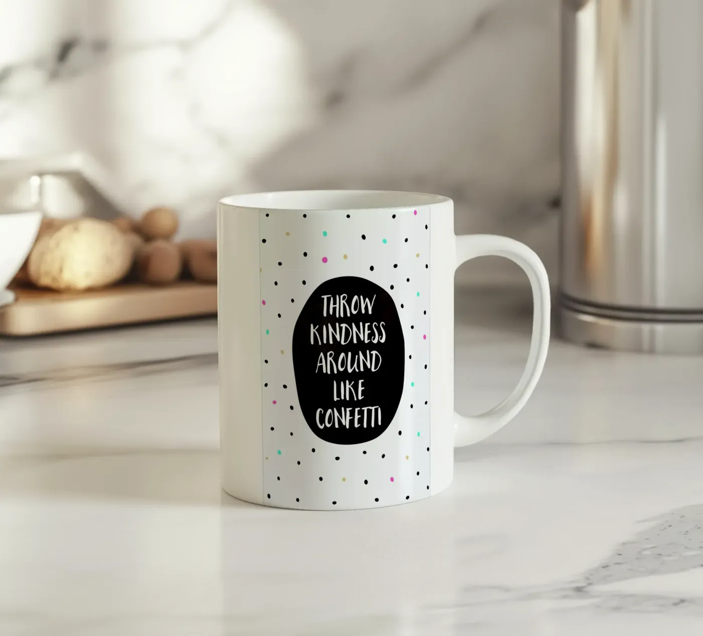 Throw Kindness ceramic mug by Elisabeth Fredriksson