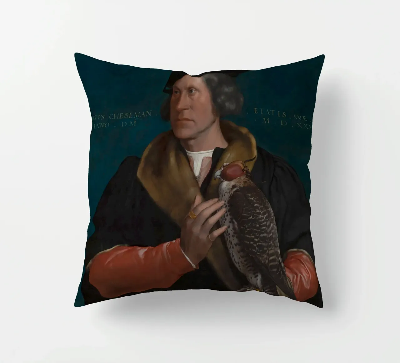 Hans Holbein - Il ritratto giovanile di Robert Cheseman cuscino da Timeless Artworks